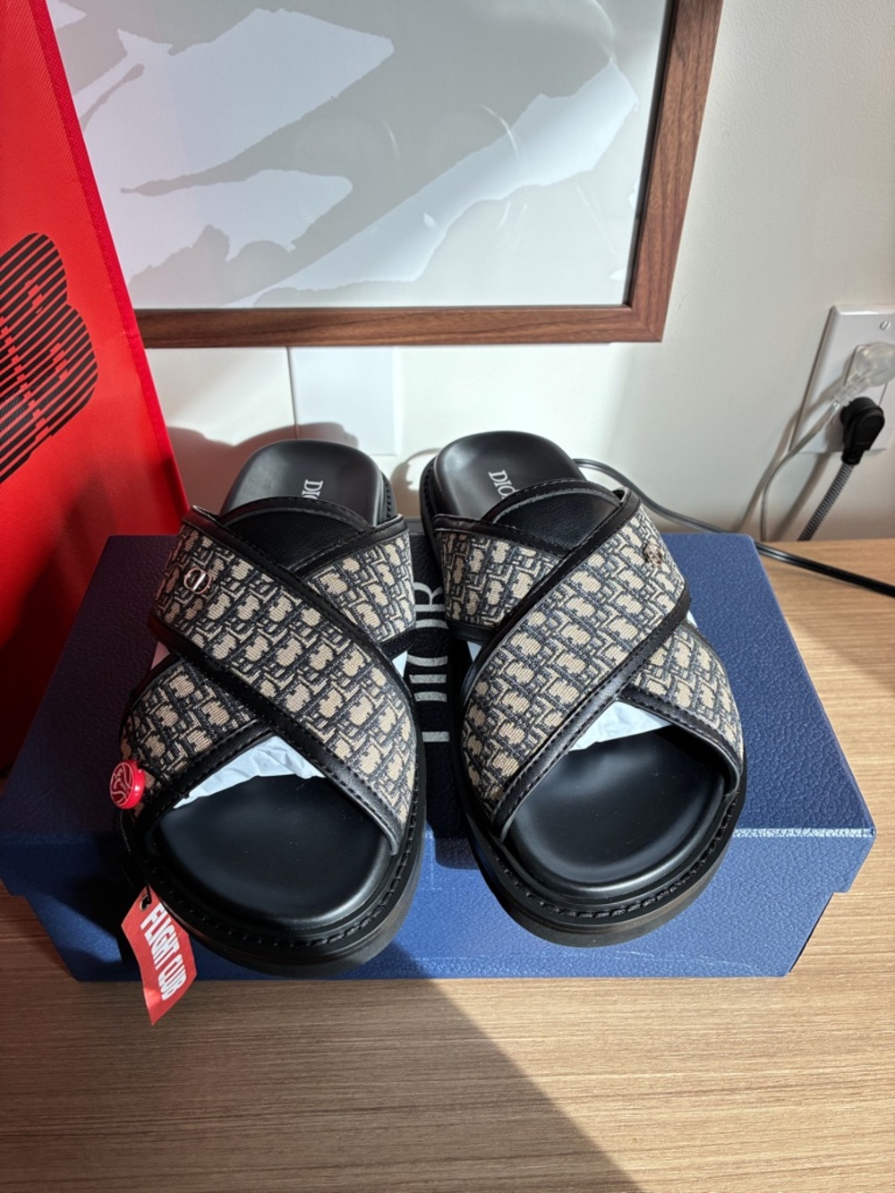 Authentic Dior Aqua beige black slide sandals - Picture 2 of 7